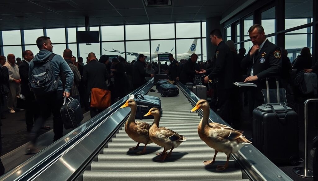 airport security with ducks