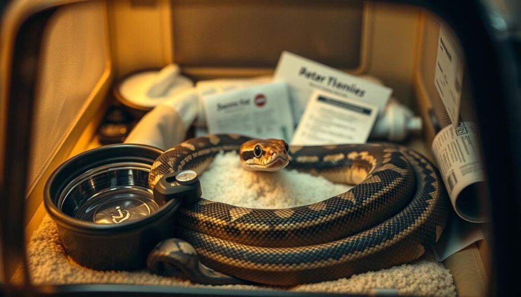 pet snake air travel preparations