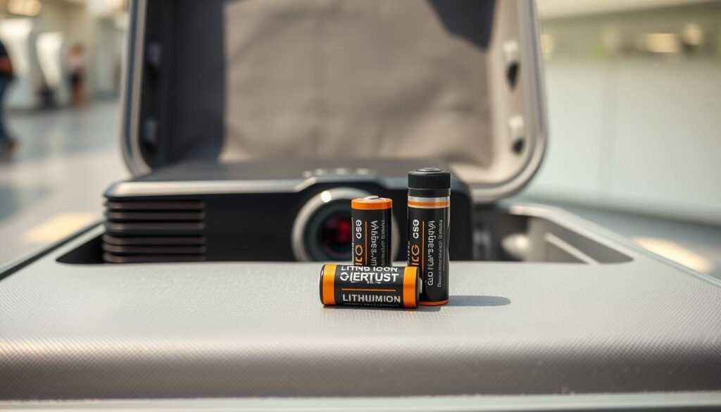 projector batteries air travel